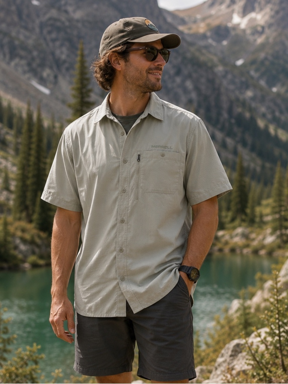 Merrell Men’s Short Sleeve Outdoor Hiking Shirt – XXL – Lightweight Ventilated T